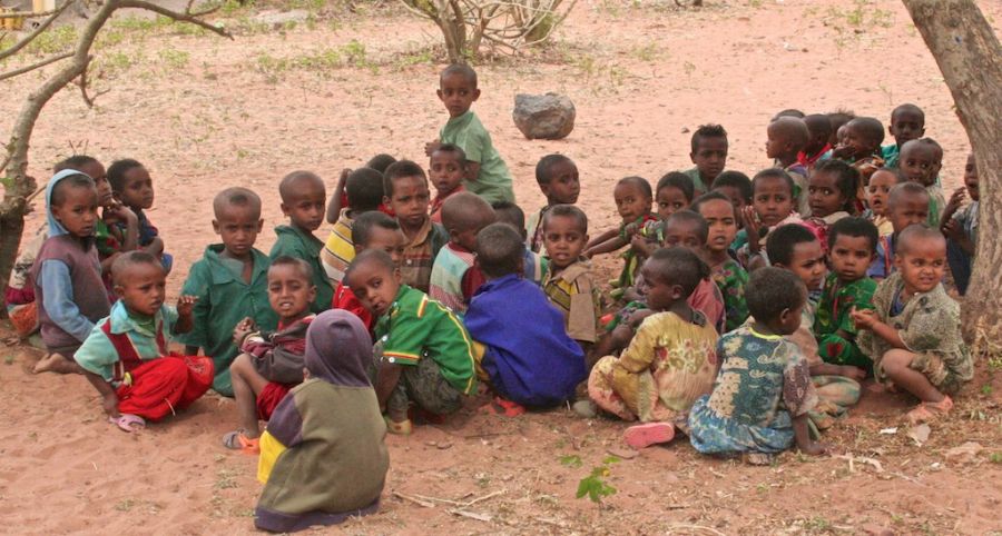 Kinder einer Baumschule in Äthiopien