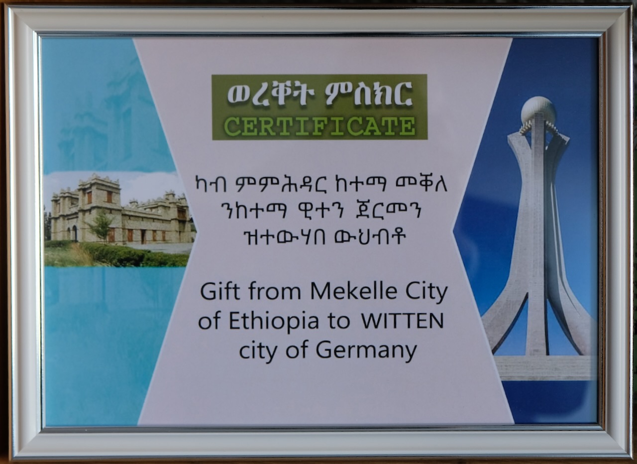 Dank von Mekelle an Witten Zertifikat