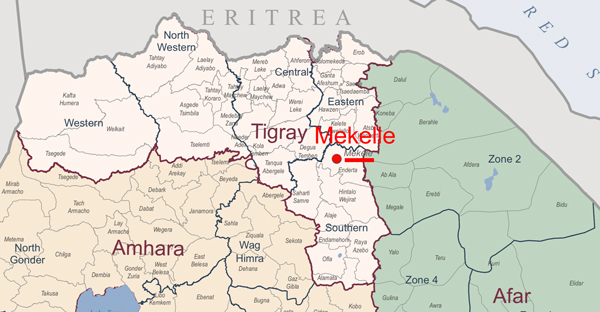 Tigray Karte Ausschnitt